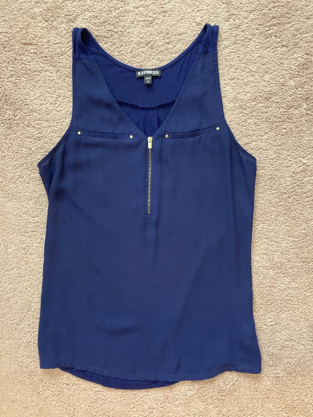 Express navy blue zipper tank size small